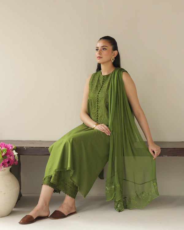 Olive Charm | 3-Piece Stitched Lawn Eid Arrival