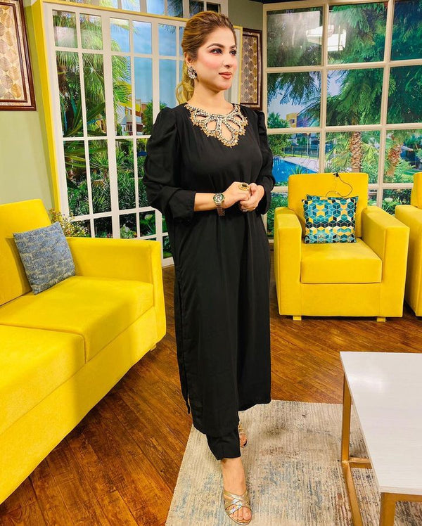 SUMMER WEAR   RAKHS BLACK- HEMEL SILK