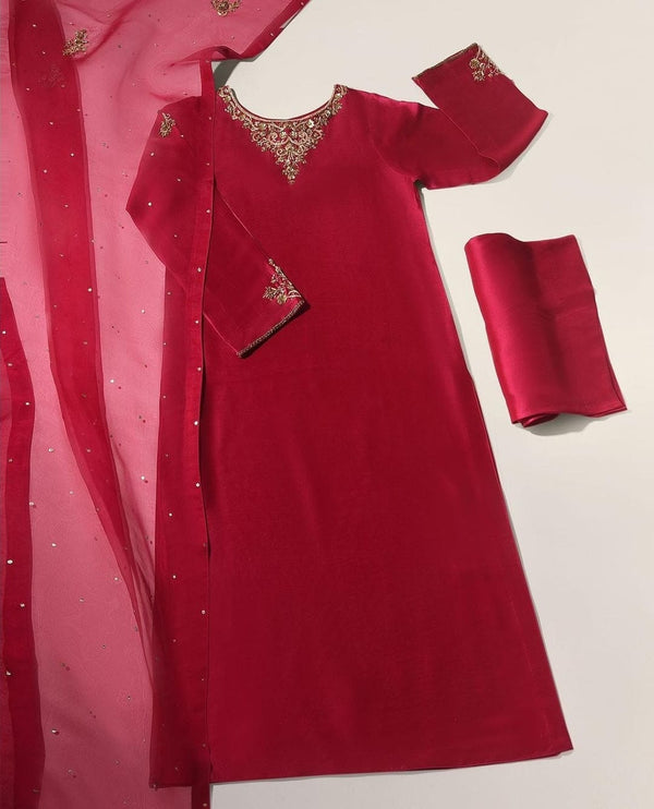 SUMMER WEAR  SEERA RED- HEMEL SILK