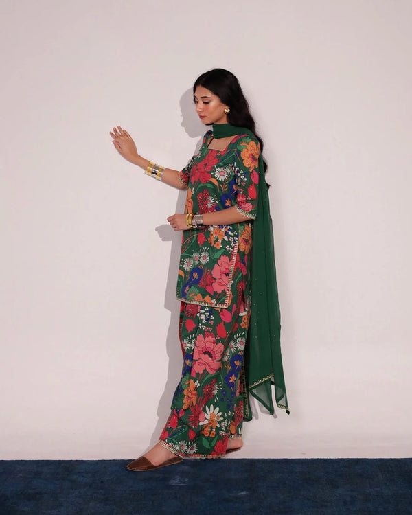 Floral Green | 2-Piece Stitched Winter Outfit