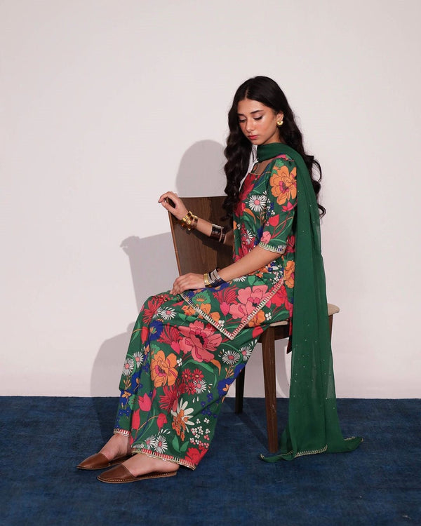 Floral Green | 3-Piece Stitched Lawn Arrival