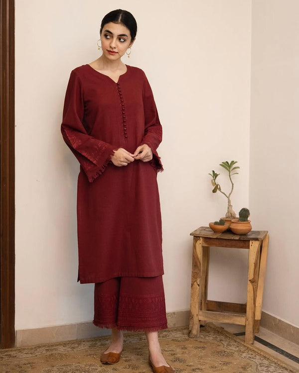 Maroon Mist | 2-Piece Stitched Winter Arrival