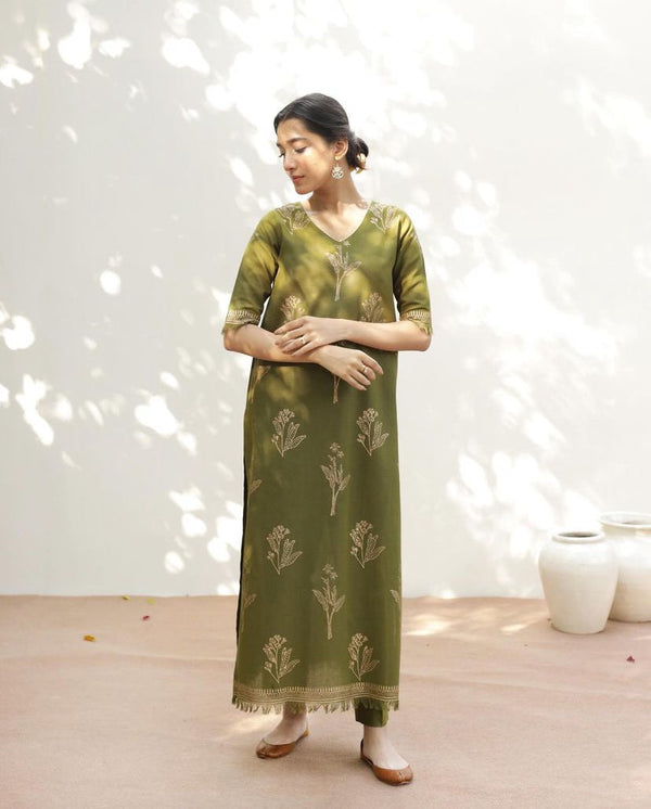 Olive Bloom | 2-Piece Stitched Winter Outfit