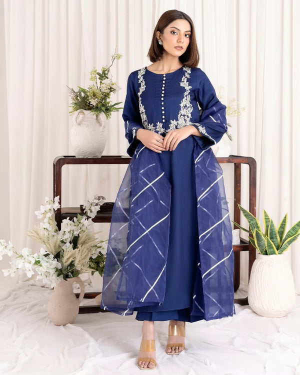 SUMMER WEAR  ILIANA NAVY BLUE- HEMEL SILK