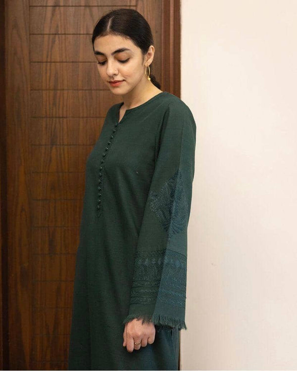 Bottle Green | 2-Piece Stitched Winter Outfit